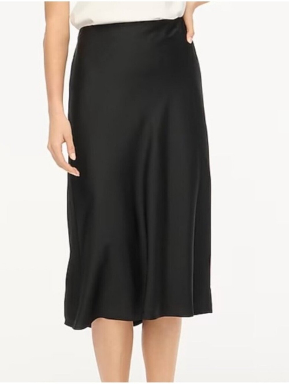 J. Crew Gwyneth Slip Skirt Black Satin Midi Knee Length A-line Small NWT